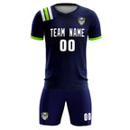 Custom Navy Striped Sportswear Soccer Tops/Sets Jersey For Adults
