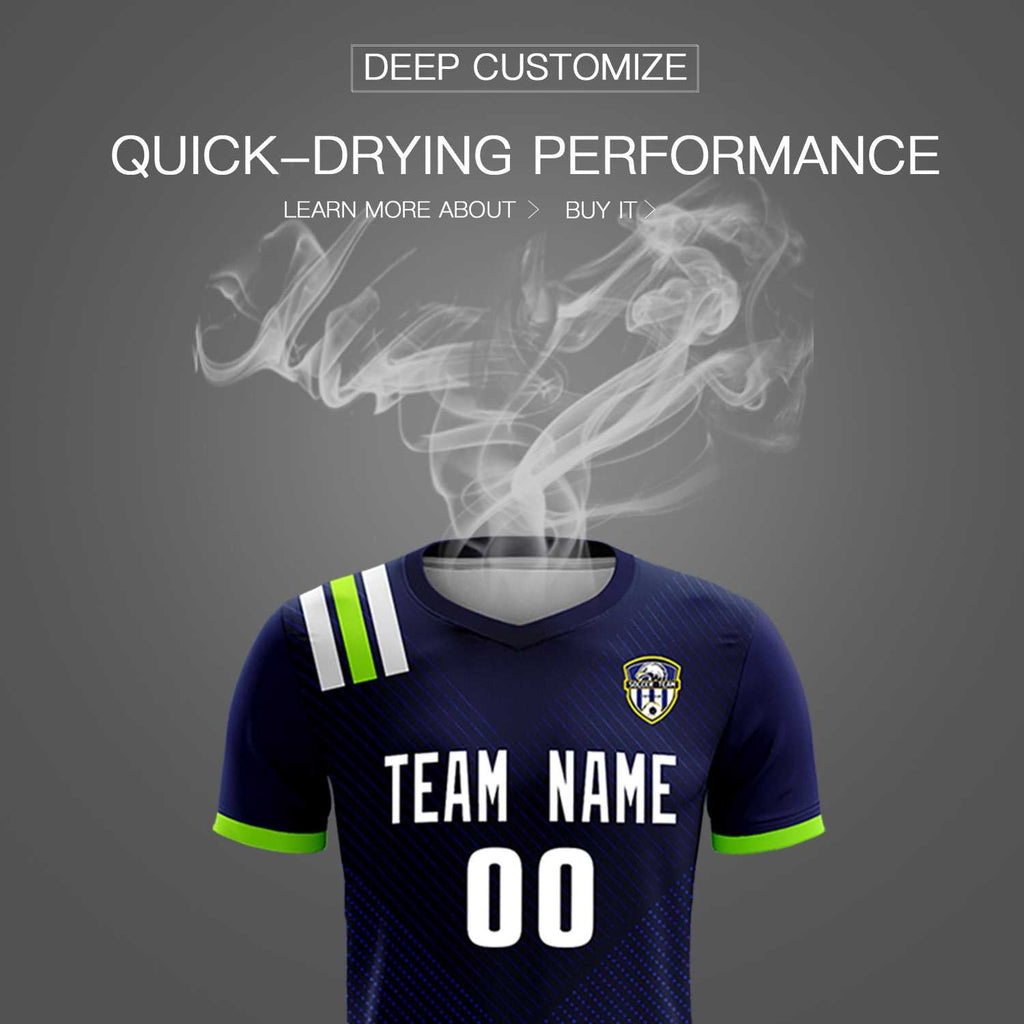 Custom Navy Striped Sportswear Soccer Tops/Sets Jersey For Adults