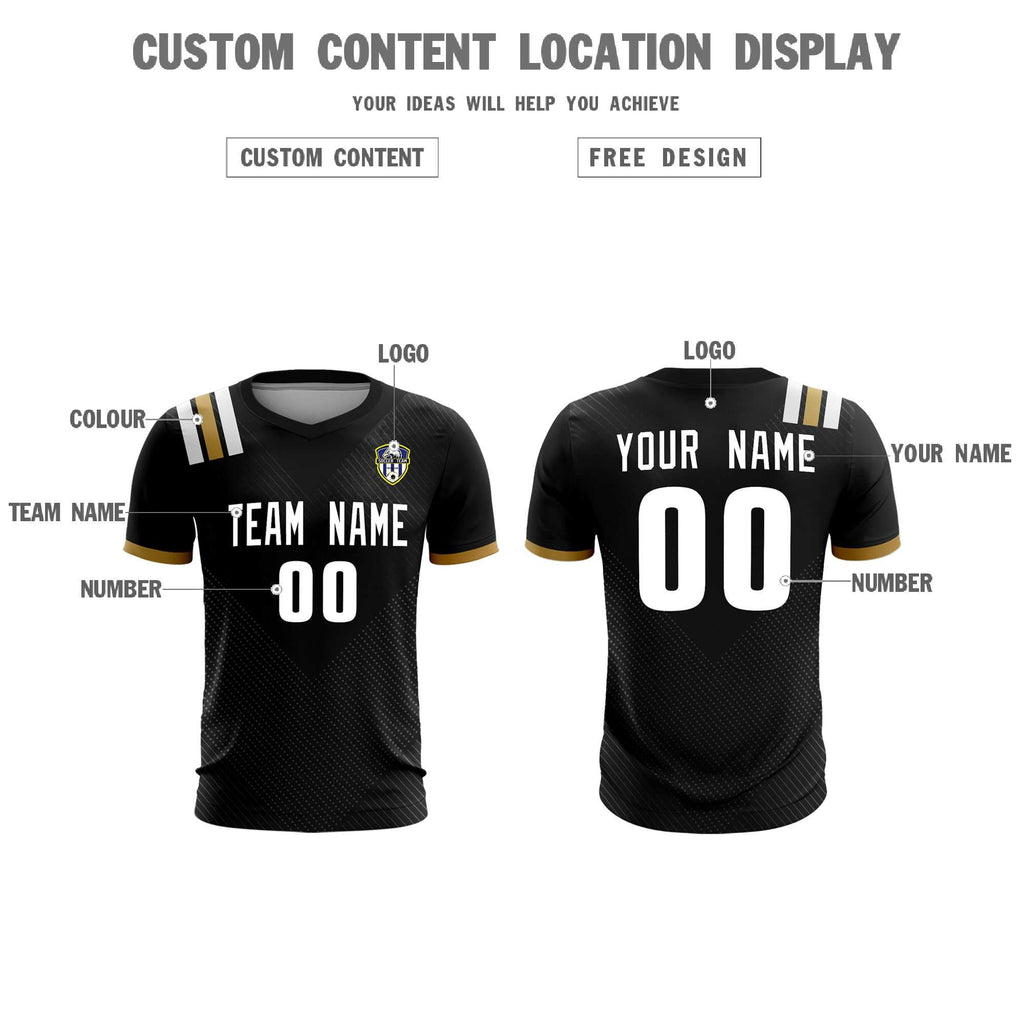 Custom Black Striped Sportswear Soccer Tops/Sets Jersey For Adults