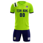 Custom Neon Green Striped Sportswear Soccer Tops/Sets Jersey For Adults