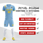 Custom Light Blue Striped Sportswear Soccer Tops/Sets Jersey For Adults