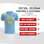 Custom Light Blue Striped Sportswear Soccer Tops/Sets Jersey For Adults