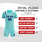 Custom Sky Blue Striped Sportswear Soccer Tops/Sets Jersey For Adults