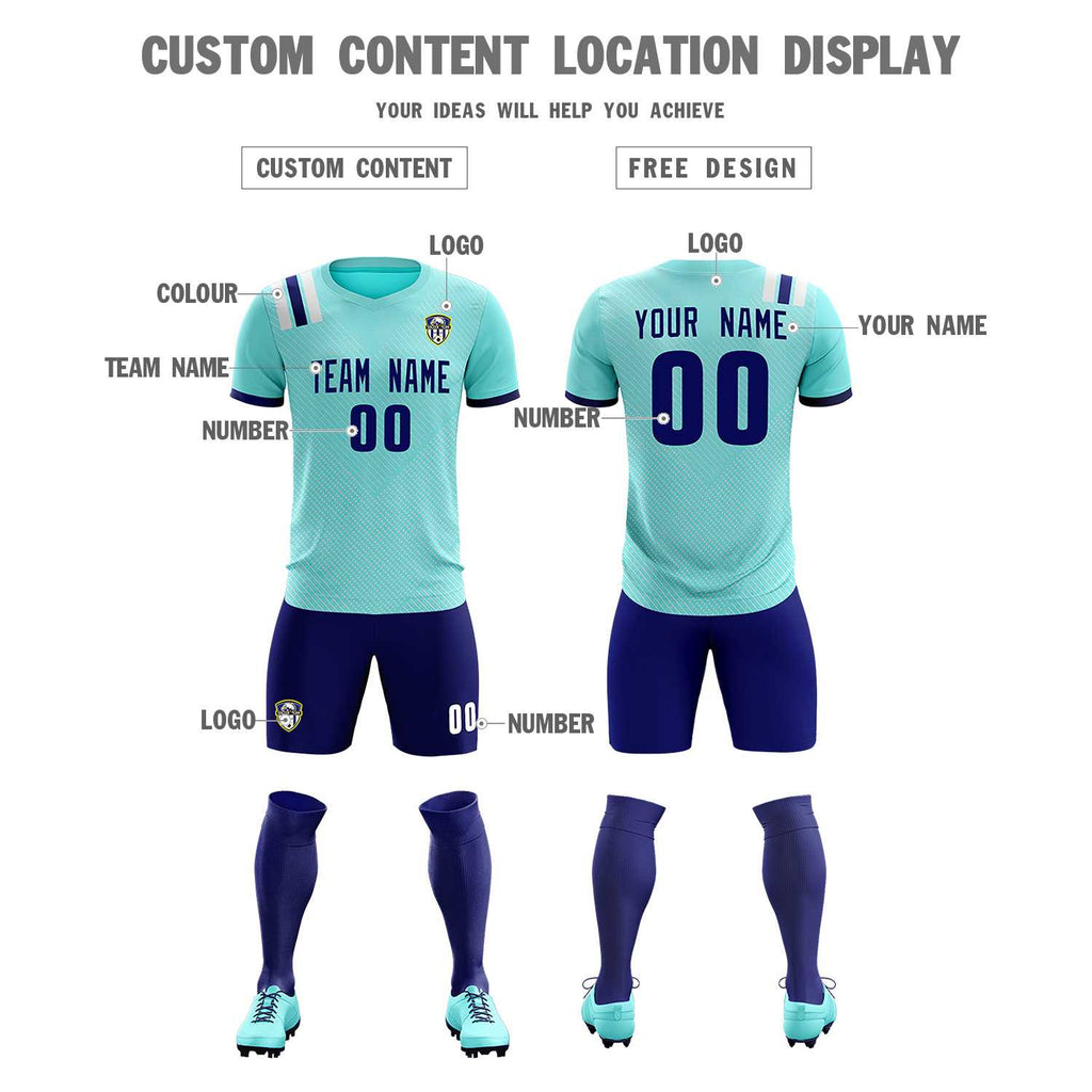 Custom Sky Blue Striped Sportswear Soccer Tops/Sets Jersey For Adults