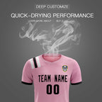 Custom Pink Striped Sportswear Soccer Tops/Sets Jersey For Adults