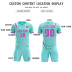 Custom Light Blue Striped Sportswear Soccer Tops/Sets Jersey For Adults
