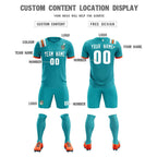 Custom Aqua Striped Sportswear Soccer Tops/Sets Jersey For Adults