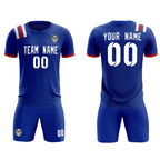 Custom Royal Striped Sportswear Soccer Tops/Sets Jersey For Adults