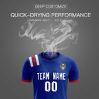 Custom Royal Striped Sportswear Soccer Tops/Sets Jersey For Adults