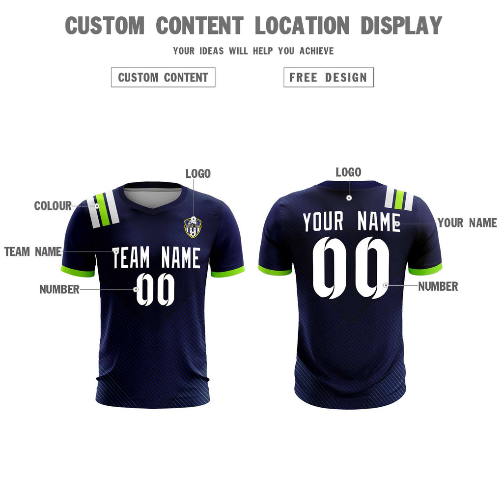 Custom Navy Striped Sportswear Soccer Tops/Sets Jersey For Adults