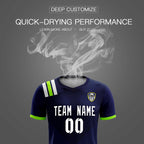 Custom Navy Striped Sportswear Soccer Tops/Sets Jersey For Adults