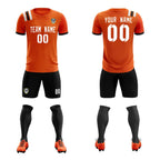 Custom Orange Striped Sportswear Soccer Tops/Sets Jersey For Adults