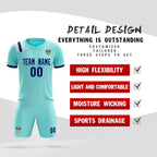 Custom Sky Blue Striped Sportswear Soccer Tops/Sets Jersey For Adults