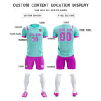 Custom Light Blue Striped Sportswear Soccer Tops/Sets Jersey For Adults