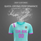 Custom Light Blue Striped Sportswear Soccer Tops/Sets Jersey For Adults