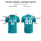 Custom Aqua Striped Sportswear Soccer Tops/Sets Jersey For Adults