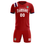 Custom Red Striped Sportswear Soccer Tops/Sets Jersey For Adults