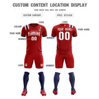 Custom Red Striped Sportswear Soccer Tops/Sets Jersey For Adults