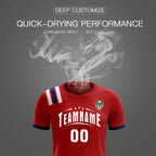 Custom Red Striped Sportswear Soccer Tops/Sets Jersey For Adults