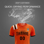 Custom Orange Striped Sportswear Soccer Tops/Sets Jersey For Adults
