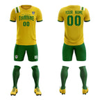 Custom Gold Striped Sportswear Soccer Tops/Sets Jersey For Adults