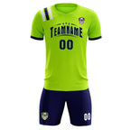 Custom Neon Green Striped Sportswear Soccer Tops/Sets Jersey For Adults