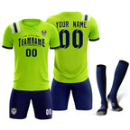 Custom Neon Green Striped Sportswear Soccer Tops/Sets Jersey For Adults