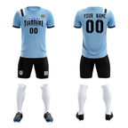 Custom Light Blue Striped Sportswear Soccer Tops/Sets Jersey For Adults