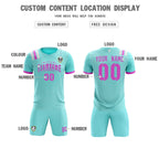 Custom Light Blue Striped Sportswear Soccer Tops/Sets Jersey For Adults