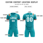 Custom Aqua Striped Sportswear Soccer Tops/Sets Jersey For Adults