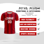 Custom Red Crimson Vertical Stripes Casual Outdoor Soccer Sets Jersey