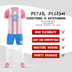 Custom White Light Pink Vertical Stripes Casual Outdoor Soccer Sets Jersey