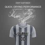 Custom Gray Dark Gray Vertical Stripes Casual Outdoor Soccer Sets Jersey