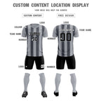 Custom Gray Dark Gray Vertical Stripes Casual Outdoor Soccer Sets Jersey
