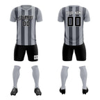 Custom Gray Dark Gray Vertical Stripes Casual Outdoor Soccer Sets Jersey