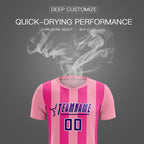 Custom Light Pink Pink Vertical Stripes Casual Outdoor Soccer Sets Jersey