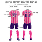 Custom Light Pink Pink Vertical Stripes Casual Outdoor Soccer Sets Jersey