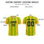 Custom Gold Neon Green Vertical Stripes Casual Outdoor Soccer Sets Jersey