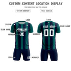 Custom Aqua Navy Vertical Stripes Casual Outdoor Soccer Sets Jersey