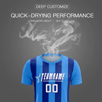 Custom Powder Blue Royal Vertical Stripes Casual Outdoor Soccer Sets Jersey