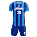 Custom Powder Blue Royal Vertical Stripes Casual Outdoor Soccer Sets Jersey