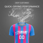Custom Powder Blue Pink Vertical Stripes Casual Outdoor Soccer Sets Jersey