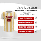 Custom Cream Khaki Vertical Stripes Casual Outdoor Soccer Sets Jersey
