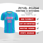 Custom Sky Blue Powder Blue Vertical Stripes Casual Outdoor Soccer Sets Jersey
