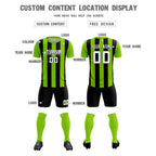 Custom Neon Green Black Vertical Stripes Casual Outdoor Soccer Sets Jersey