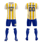 Custom Cream Gold Vertical Stripes Casual Outdoor Soccer Sets Jersey
