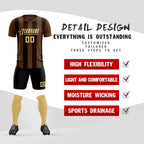 Custom Light Brown Brown Vertical Stripes Casual Outdoor Soccer Sets Jersey