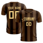 Custom Light Brown Brown Vertical Stripes Casual Outdoor Soccer Sets Jersey
