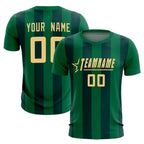 Custom Kelly Green Midnight Green Vertical Stripes Casual Outdoor Soccer Sets Jersey