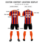 Custom Orange Purple Vertical Stripes Casual Outdoor Soccer Sets Jersey